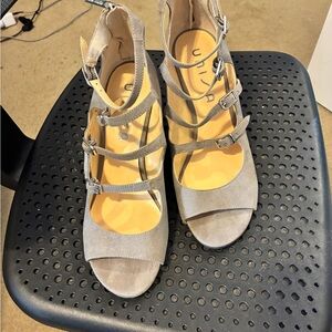 Unisa grey suede strappy high heels